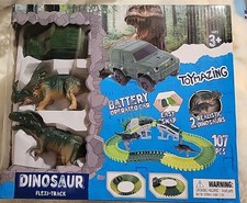 Dinosaur Flexi-Track  2 Realistic Dinosaurs  Battery Operated Car 107 Pieces
