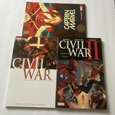 Lot Of 3 Book Civil War 1 &2 Tpb Captain Marvel Brian Michael Bendis Mark Millar