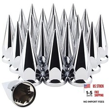 33mm x 4 3/4" Chromed Spike Lug Nuts Covers Push On, Spike - Push On 20Pcs