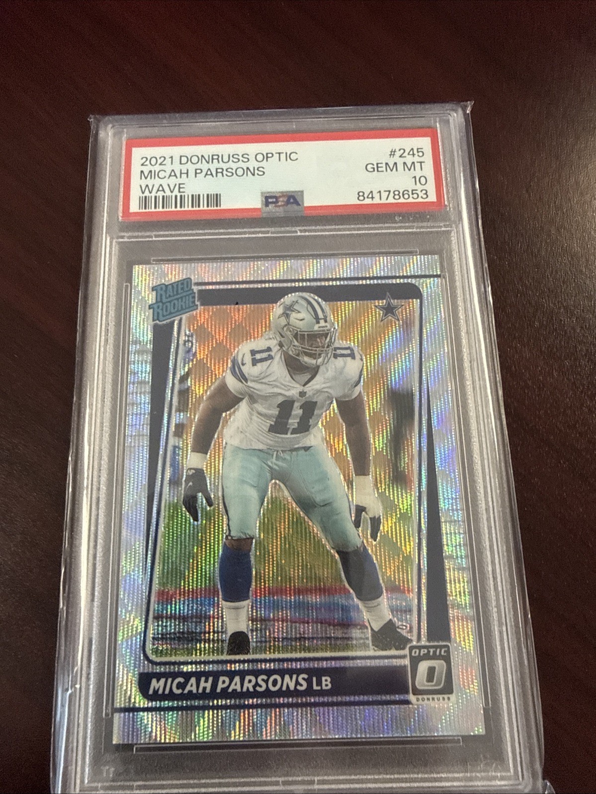 2021 Panini Donruss Optic - Rated Rookie Micah Parsons #245 Wave Prizm /299 (RC)