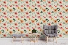 3D Floral Leaves Pattern Self-adhesive Removeable Wallpaper Wall Mural