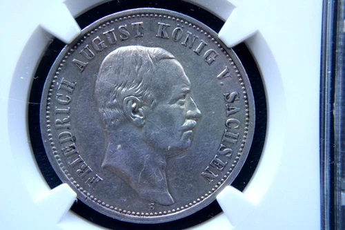 Germany Saxony 3 Mark Silver coin 1909 E, NGC AU 55