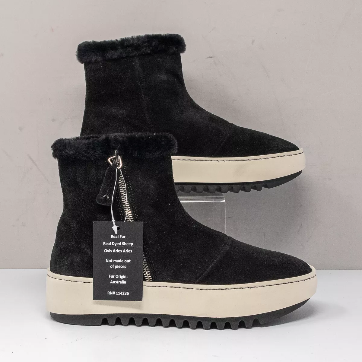 Aquatalia Alison Black Water Resistant Shearling Booties Women s 6