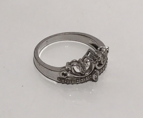 925 Sterling Silver CZ Ring Crown Tiara Openwork Sz 8.25 - Picture 7 of 13