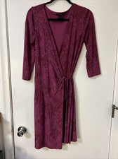 Express Purple Stretch True Wrap Dress Size Small 3/4 Sleeve