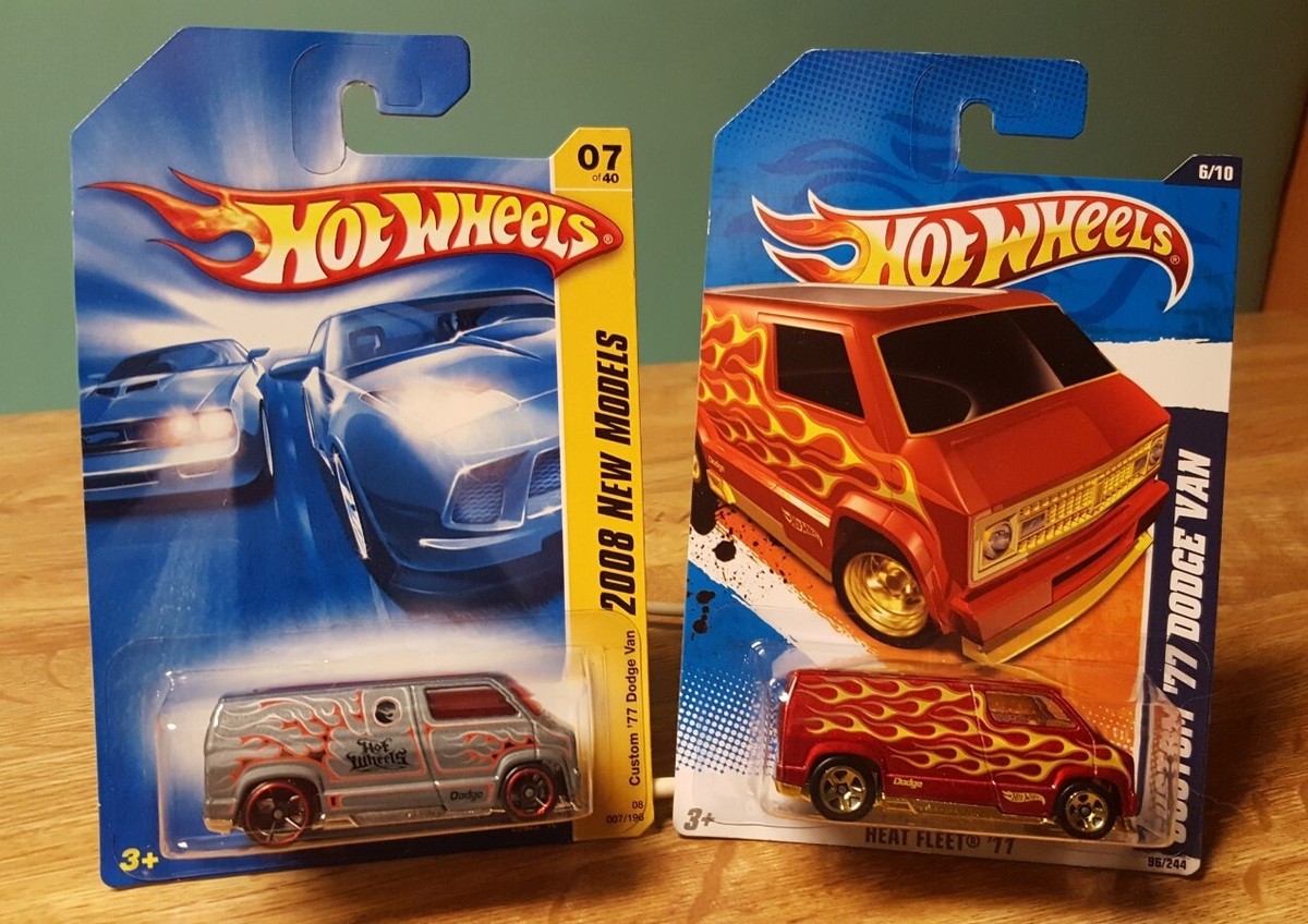 Hot Wheels Lot of 2 Custom '77 Dodge Van Silver Treasure
