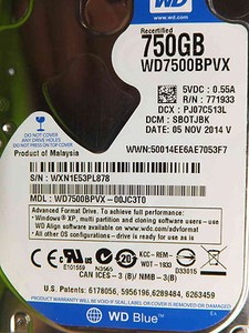 WD7500BPVX-00JC3T0 DCM:SBOTJBK | 05 NOV 2014 | Western Digital 750GB