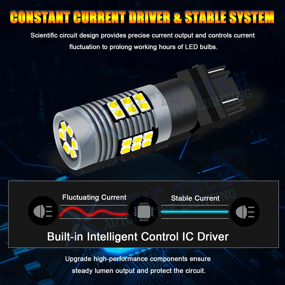 LED 3057 3157 Blanco Legal Freno Estroboscópico Respaldo Bombillas de Luz Inversa Flash a SÓLIDO Foto 3 de 4