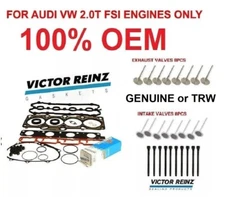 OEM Cylinder Head Gasket Set BOLTS VALVES Intake, Exhaust AUDI A4 2.0T FSI OEM