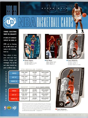 1998-99 Upper Deck Basketball UD3 Michael Jordan Advertising Promo Sheet