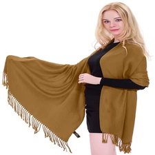 Camel Brown Solid Color Design Shawl Scarf Wrap Stole Pashmina CJ Apparel *NEW*