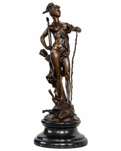 La escultura Diana caza hoja jabalí bronce estatua figurilla estilo antiguo 50cm - Afbeelding 1 van 6