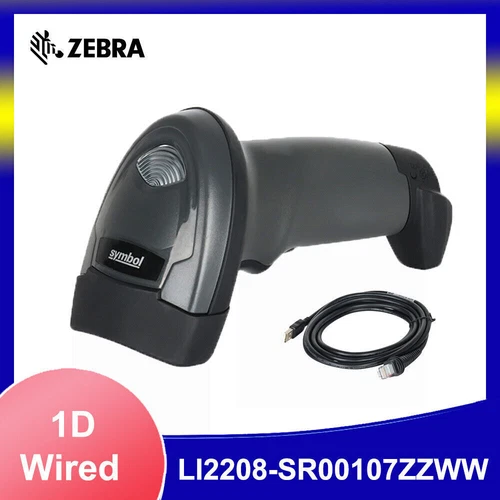 Zebra Symbol LI2208-SR00107ZZWW 1D Laser USB Barcode Scanner Reader with Cable