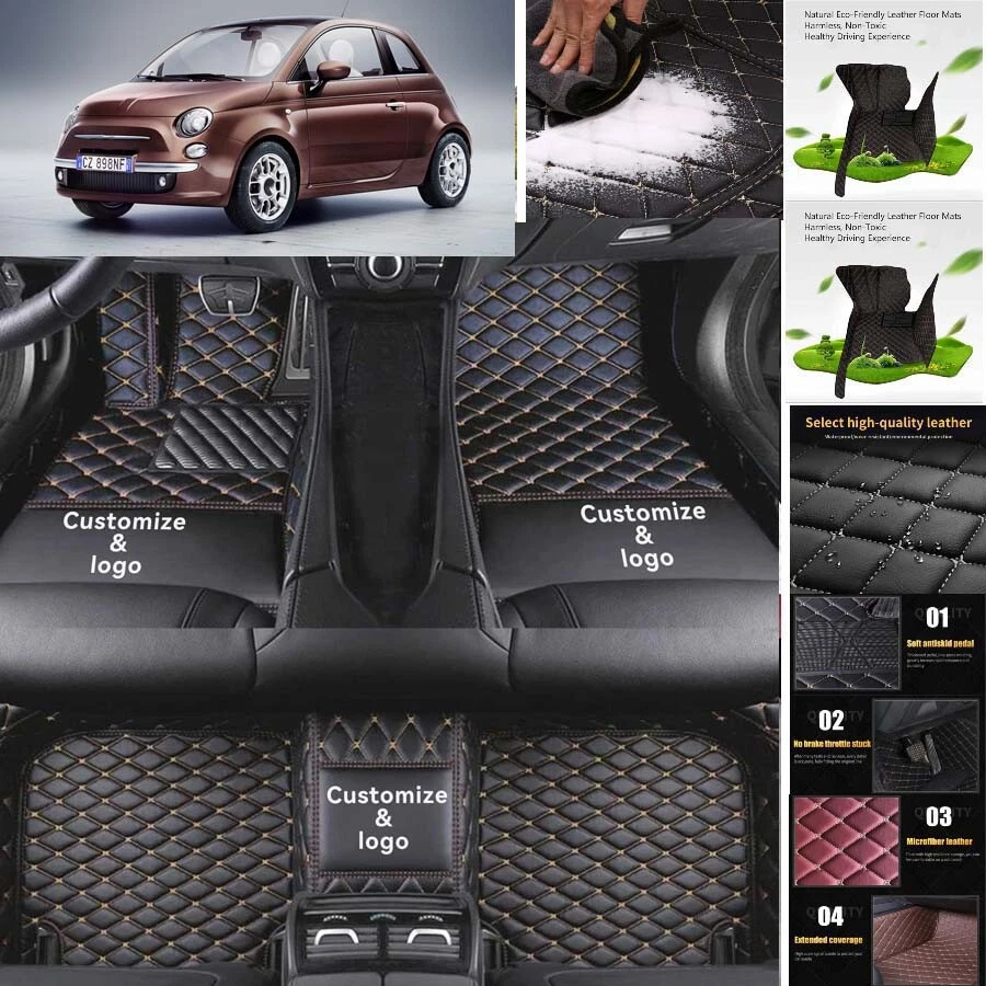 For Fiat 500 Car Floor Mats Luxury Waterproof Liners Carpets Cargo Custom - Imagem 2 de 4