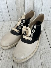 Vintage Youth Girls Shoes Size 4.5 White and Black Saddle Shoes NOS 1950's-60's
