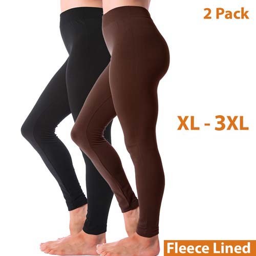 Paquete de 2 Pantalones Legging Termales Gruesos Forrados de Lanza Largo Talla Grande XL 2XL 3XL - Imagen 5 de 14