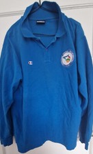 CHAMPION Mens Long Sleeve Polo Shirt Medium Blue Cotton BG25