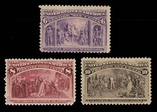 AFFORDABLE GENUINE SCOTT #235 #236 #237 F-VF MINT OG H SET OF 3 COLUMBIAN STAMPS