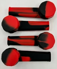 Silicone Tobacco Smoking Pipe with Metal Bowl & Cap Lid | Black / Red 10 pack