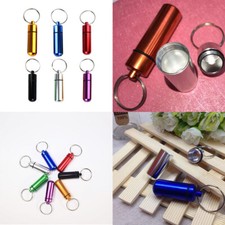 US 6 Aluminum Metal Pill Box Case Organizer Keychain Outdoor Medicine Bottle