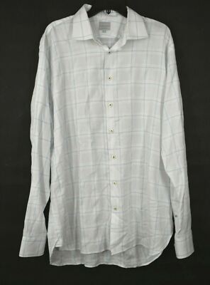 samuelsohn dress shirts Samuelsohn Contemporary Mens White Long Sleeve Button Front Collared Shirt 17.5