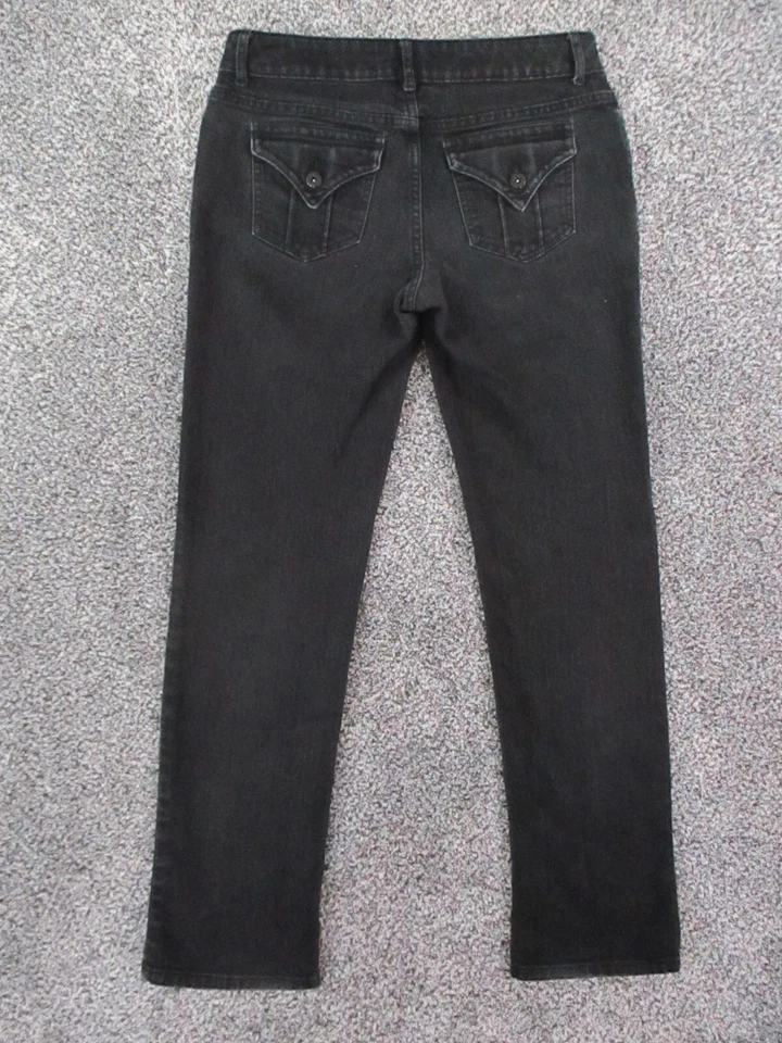Pantalones de mezclilla Simply Vera Wang para mujer 6 negros rectos tiro bajo lavado oscuro 31x30 Foto 4 de 4