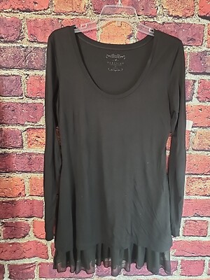 Peruvian Connection Black Tunic Top Dress Size Medium C85