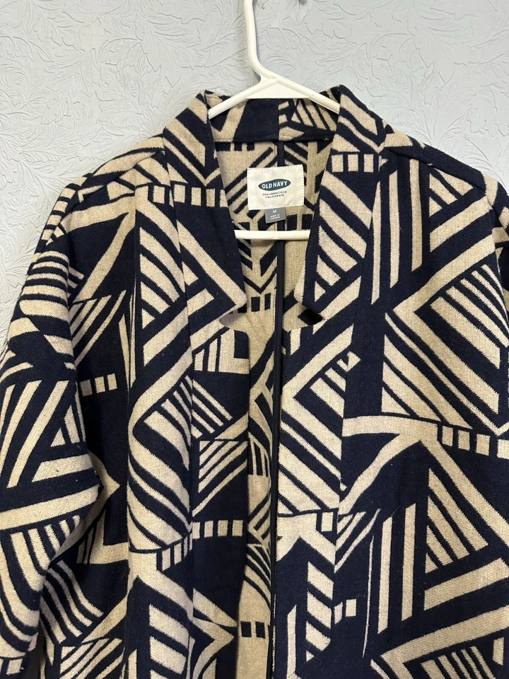 旧海军中号海军蓝和棕褐色印花开襟外套西南 M27 — 第 2/4 张图片