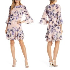 New Eliza J Size 6 Floral Ruffle Chiffon Dress