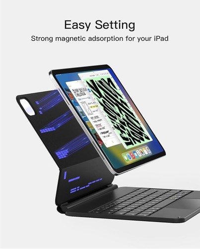 Étui Clavier Magnétique pour iPad Air 11", iPad Air 6/5/4 Gen, Rétroéclairage PRIX CONSEILLÉ 80 £ - Photo 4/8