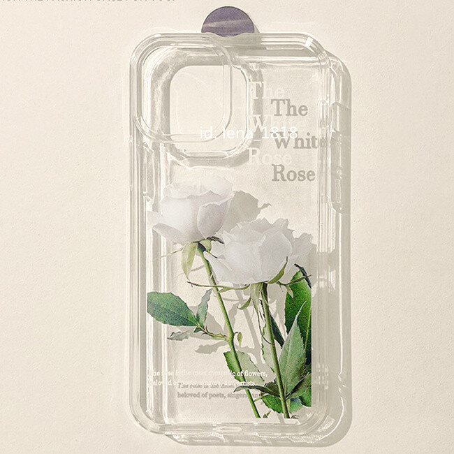 White Rose Case For iPhone 14 13 12 11 Pro Max Plus Mini XR