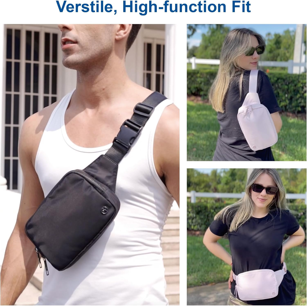 Large 2L Waterproof Belt Bag for Women & Men - Travel & Gym Fanny Pack