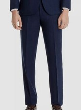  448 Jack Victor Men's Blue Regular-Fit Wool Dress Pants Size 36W