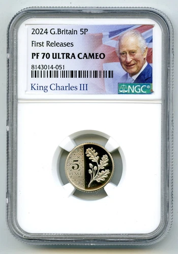 2024 GREAT BRITAIN 5P PROOF NGC PF70 UCAM OAK LEAF 5 PENCE FIRST RELEASES