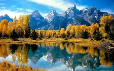 Landscape mountains lake reflection trees fall canada Custom Gaming Mat Desk