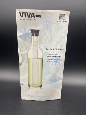 Viva Scandinavia Wine Chiller 30 0z Glass Wine Beverage Carafe Cooling Gel Rod