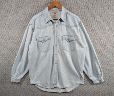 LEVI'S Vintage 90er hellblau Denim Jeans Western Oversized Druckknopf Hemd L
