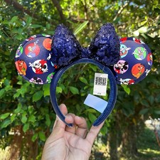 Disney.Parks Ears Mickey and Friends Sequined Bow Navy Blue 2025 Headband