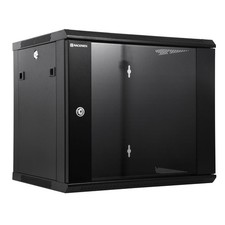 9U Wall Mount Network Rack Cabinet Quiet Cooling Fan, Locking Glass Door, 1...