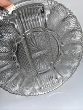 Vintage Clear Depression Glass Deviled Egg Serving Plate Tray 11"