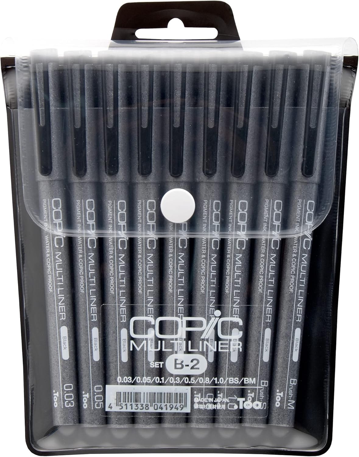 9-piece Multiliner Inking Pen Set B-2, Black 9 Pens,