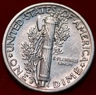 Uncirculated 1936-S San Francisco Mint Silver Mercury Dime with Color — photo 2