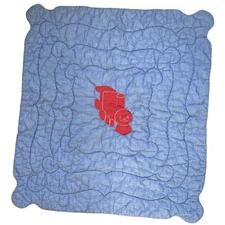 Saks Fifth Avenue Baby Boutique Vintage Train Blanket Blue Red & White Polka Dot