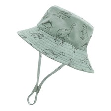 Baby Bucket Hat, A Green Dinosaur, 12-24 Months, UPF 50 Sun Protection, Adju...