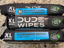 Dude Wipes 3 Pack Flushable Wipes Fragrance Free XL 144 count