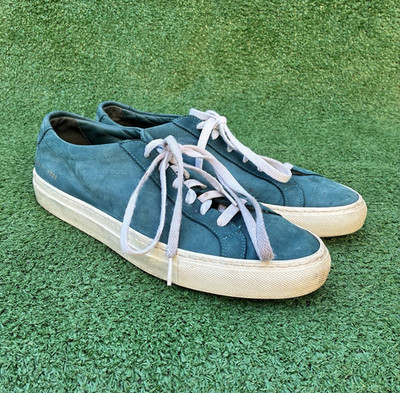Common Projects Achilles Blue Green Waxed Suede Low-Top Sneakers Sz 43 