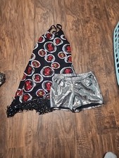 Jazz Dance costume Sequin black Red size Small iridescent