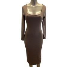 See You Monday Size Large Beige Ribbed Maxi 3/4 Dress. Preloved