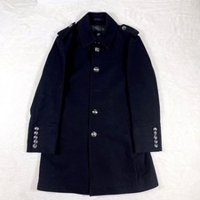 BURBERRY BLACK LABEL Black Marine Coat Cashmere Wool M Vintage Style Auth
