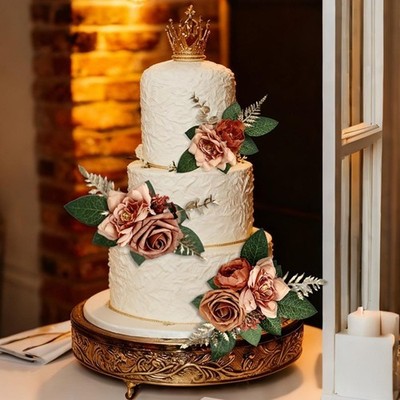 Lila Hochzeitstorte Dekoration Set 3-teilig Seidenblumen für Party und Events